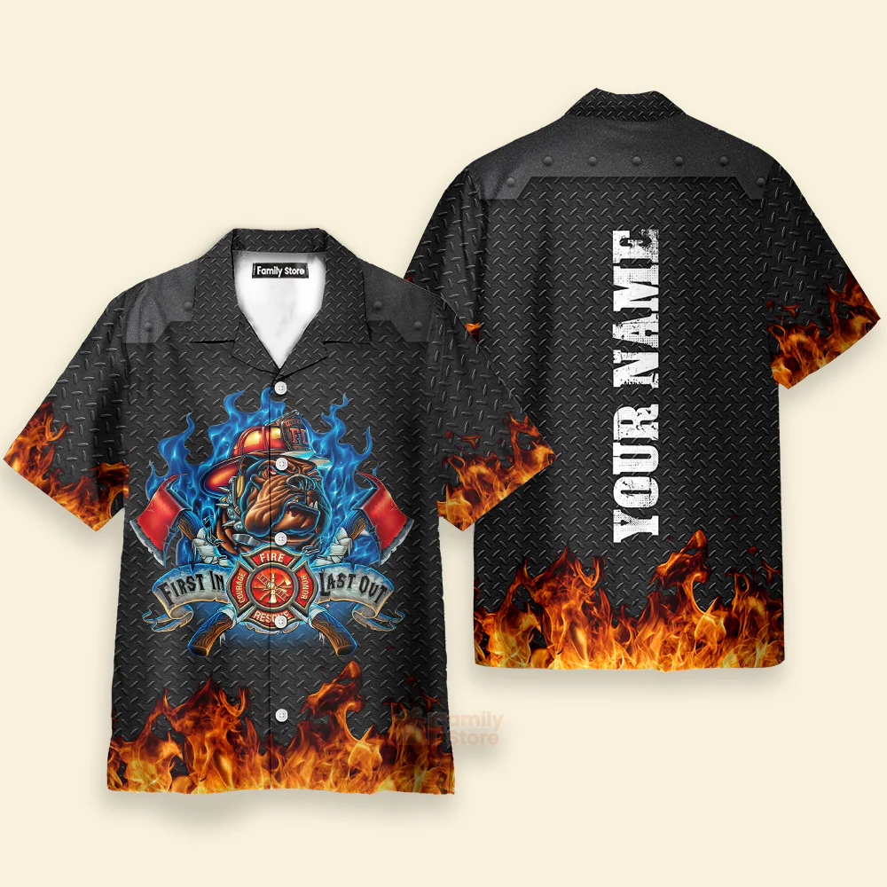 Firefighter First In Last Out - Personalized Hawaiian Shirt - Image 2