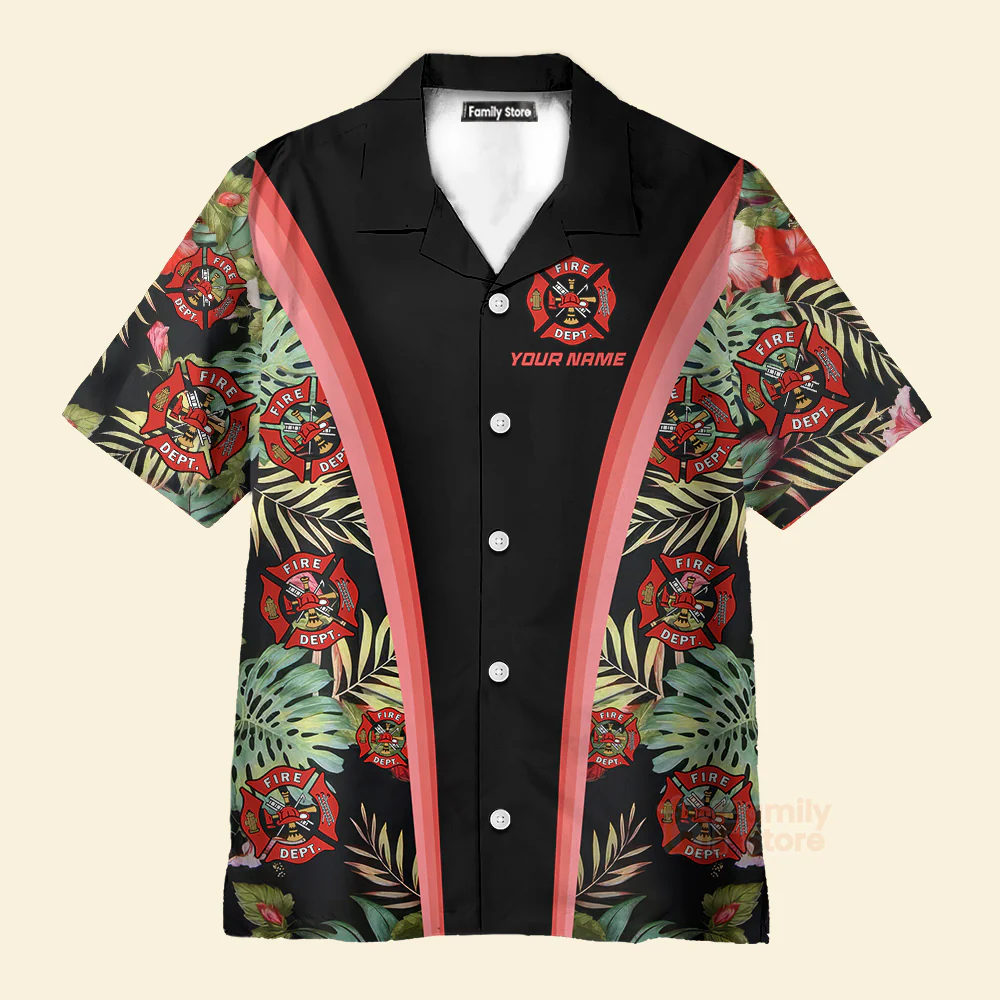 Personalized Firefighter Tropical Hawaiian Shirt