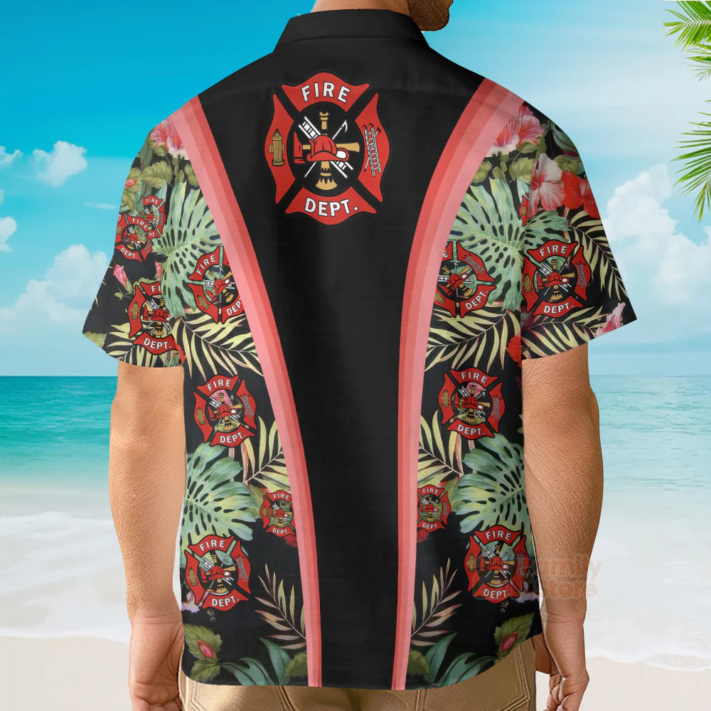 Personalized Firefighter Tropical Hawaiian Shirt - Image 3