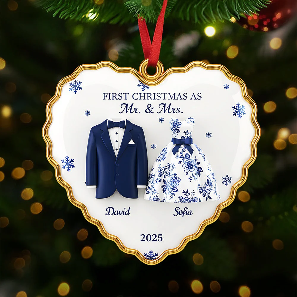 First Christmas As Mr And Mrs - Personalized Acrylic Ornament - Christmas Gift For Couples, Newlyweds NL122