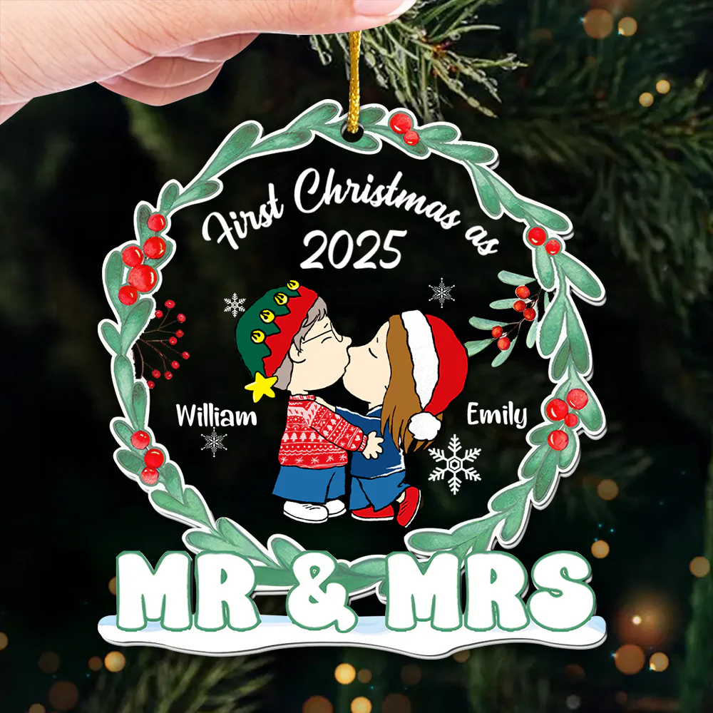 First Christmas As Mr & Mrs - Personalized Acrylic Ornament - Anniversary, Christmas Gift For Couple | CL45 HH01