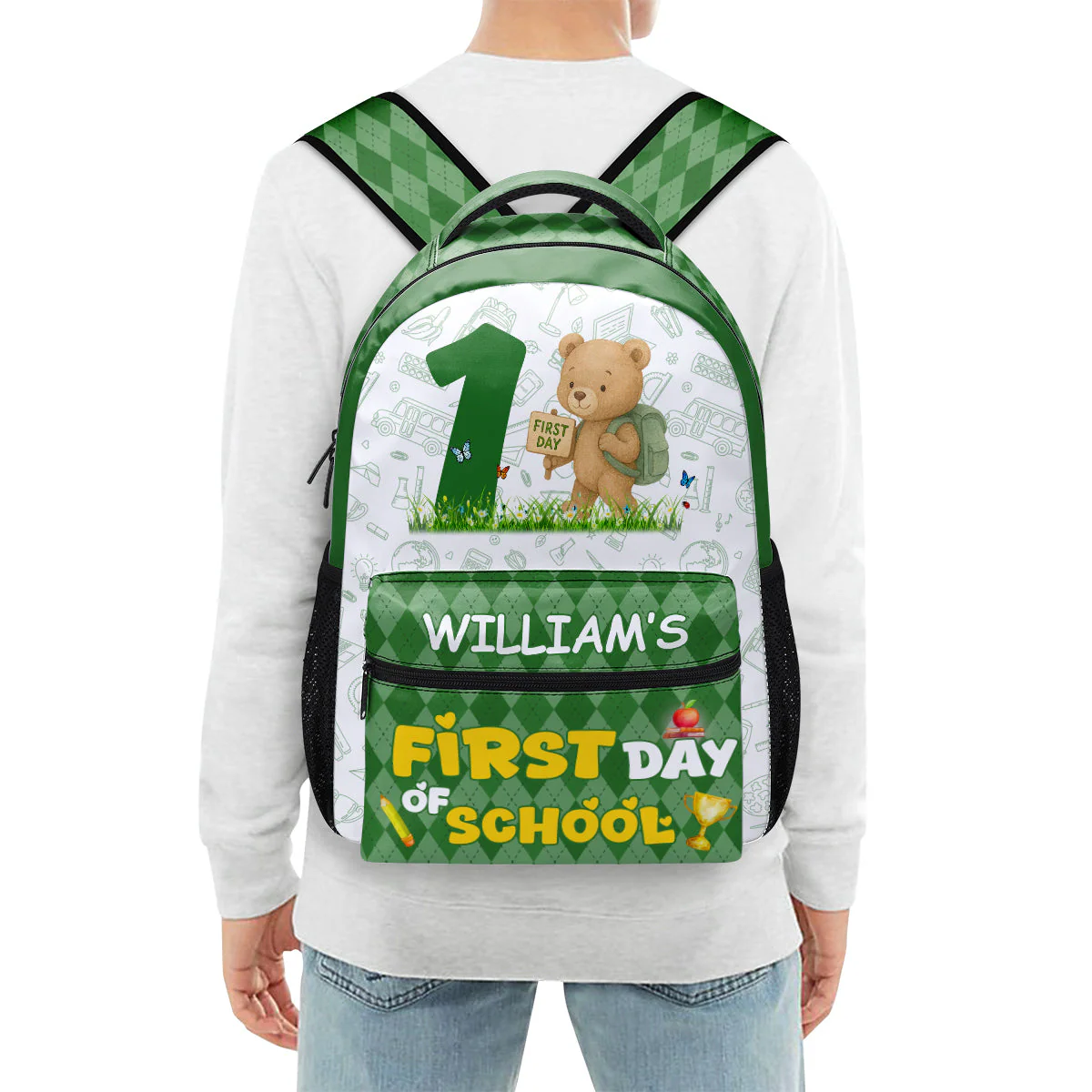 First Day Of School - Personalized Canvas Backpack - Gift For Kids TD118 - Image 2