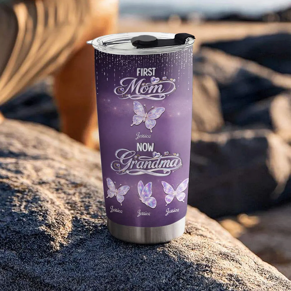 First Mom Now Grandma Crystal - Personalized Tumbler - Gift For Mom, Grandma HN02 - Image 5