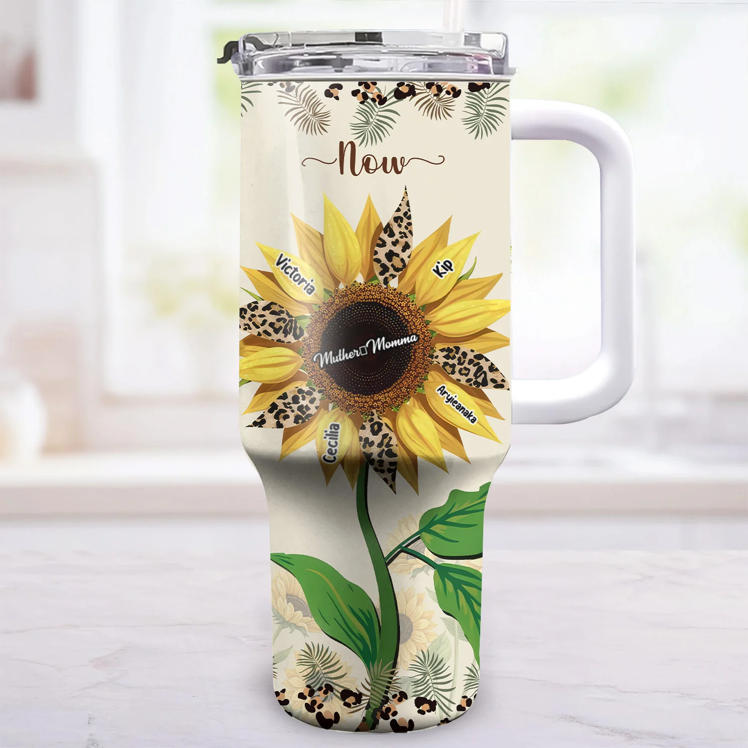 First Mom Now Grandma Sunflower  - Personalized Stainless Steel Tumbler - Gift For Mom, Grandma, Grandmother, Mother's Day | NA94 - Image 3