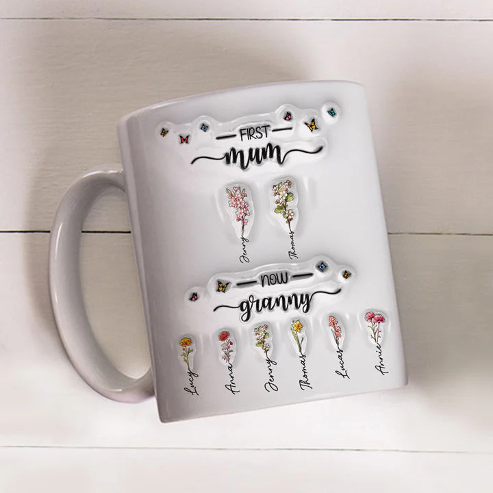 First Mom Now Grandma Version 2  - Personalized 3D Inflated Effect Ceramic Mug - Gift For Mom, Grandma, Mother's Day NA94 - Image 3