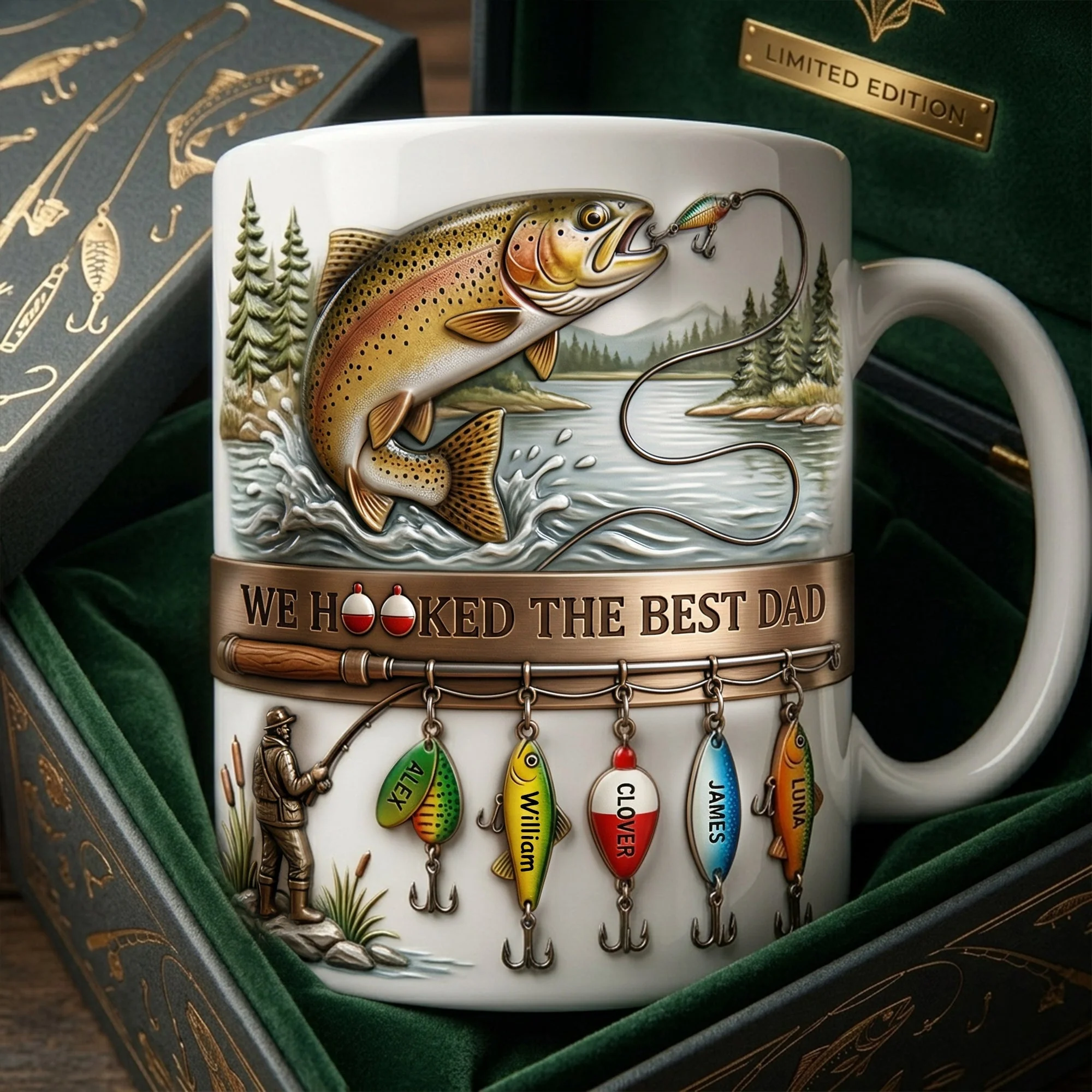 Fishing Best Dad - Personalized White Mug - Gift For Dad, Grandpa, Fishing Lover