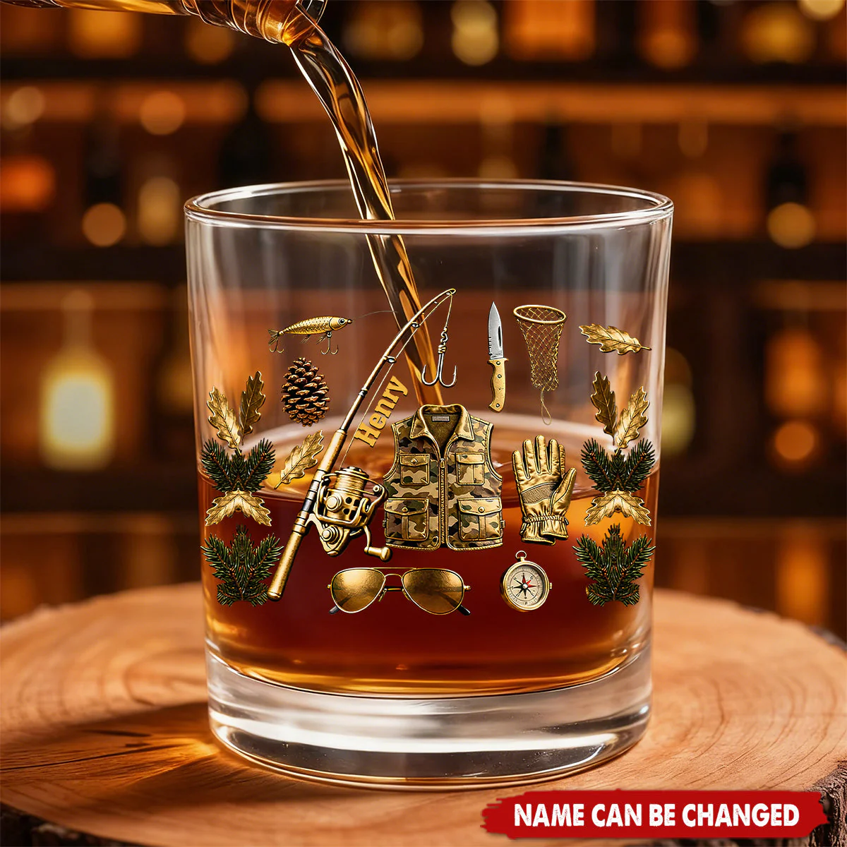 Fishing Gear - Personalized Whiskey Glass - Gift For Dad, Fisherman