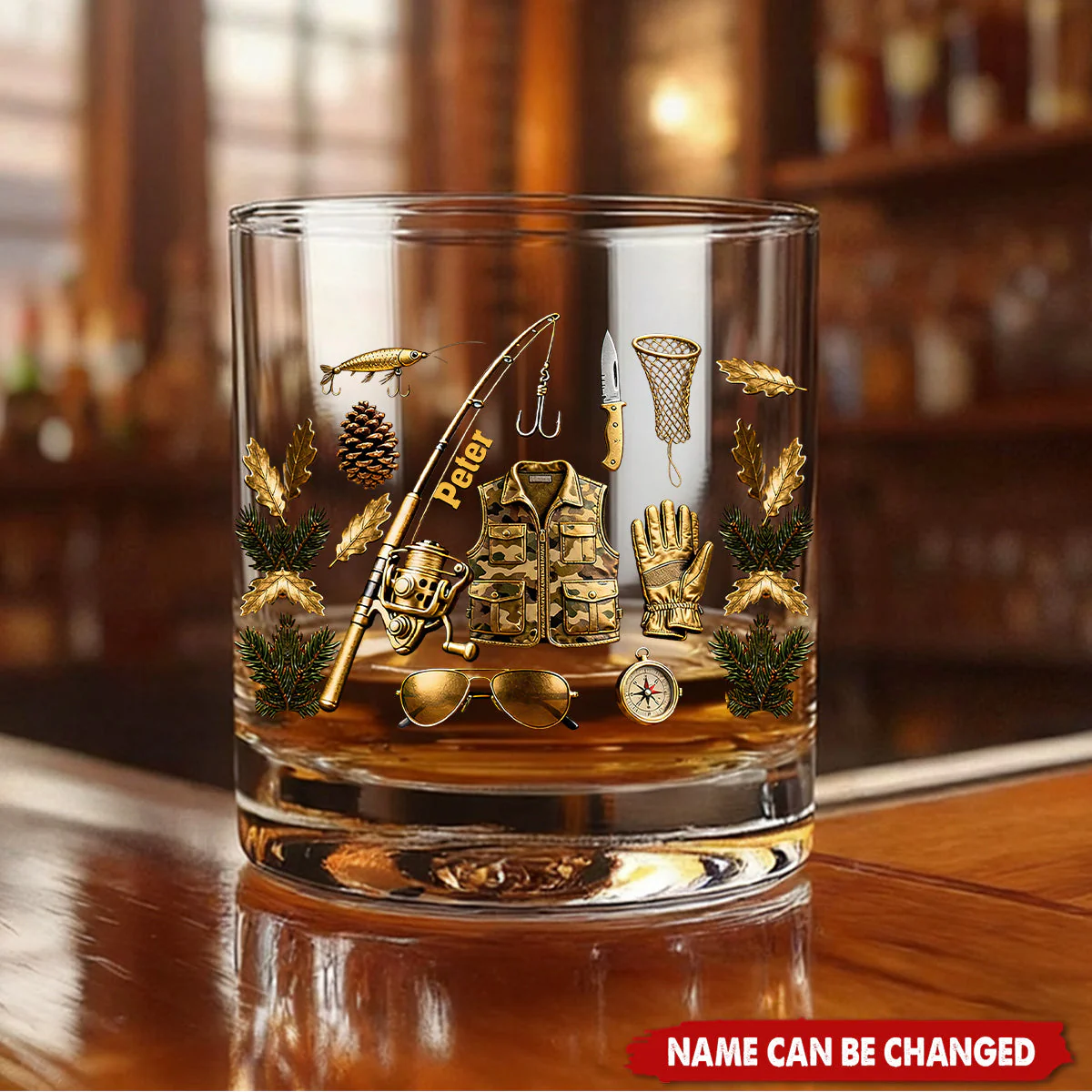 Fishing Gear - Personalized Whiskey Glass - Gift For Dad, Fisherman - Image 2