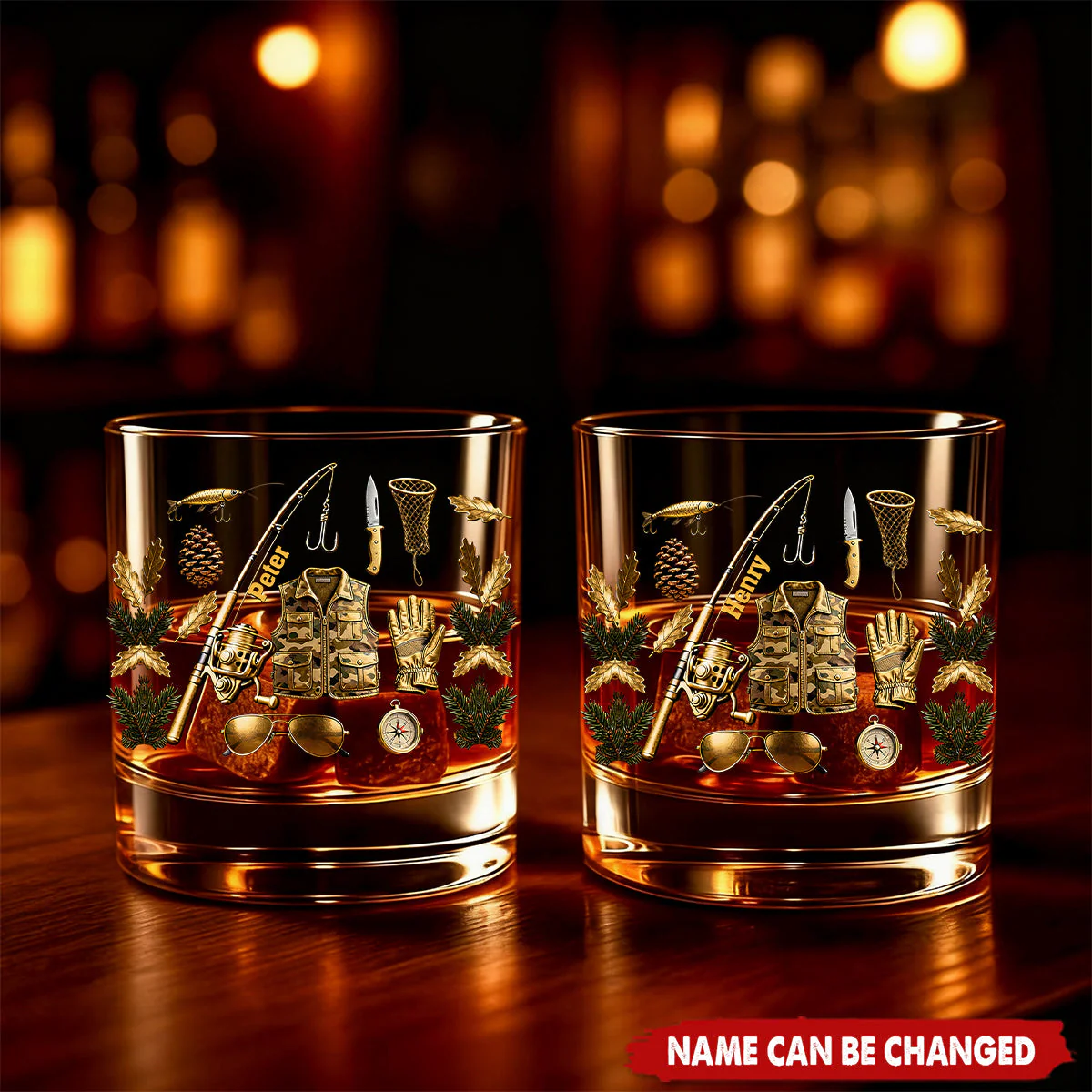 Fishing Gear - Personalized Whiskey Glass - Gift For Dad, Fisherman - Image 3