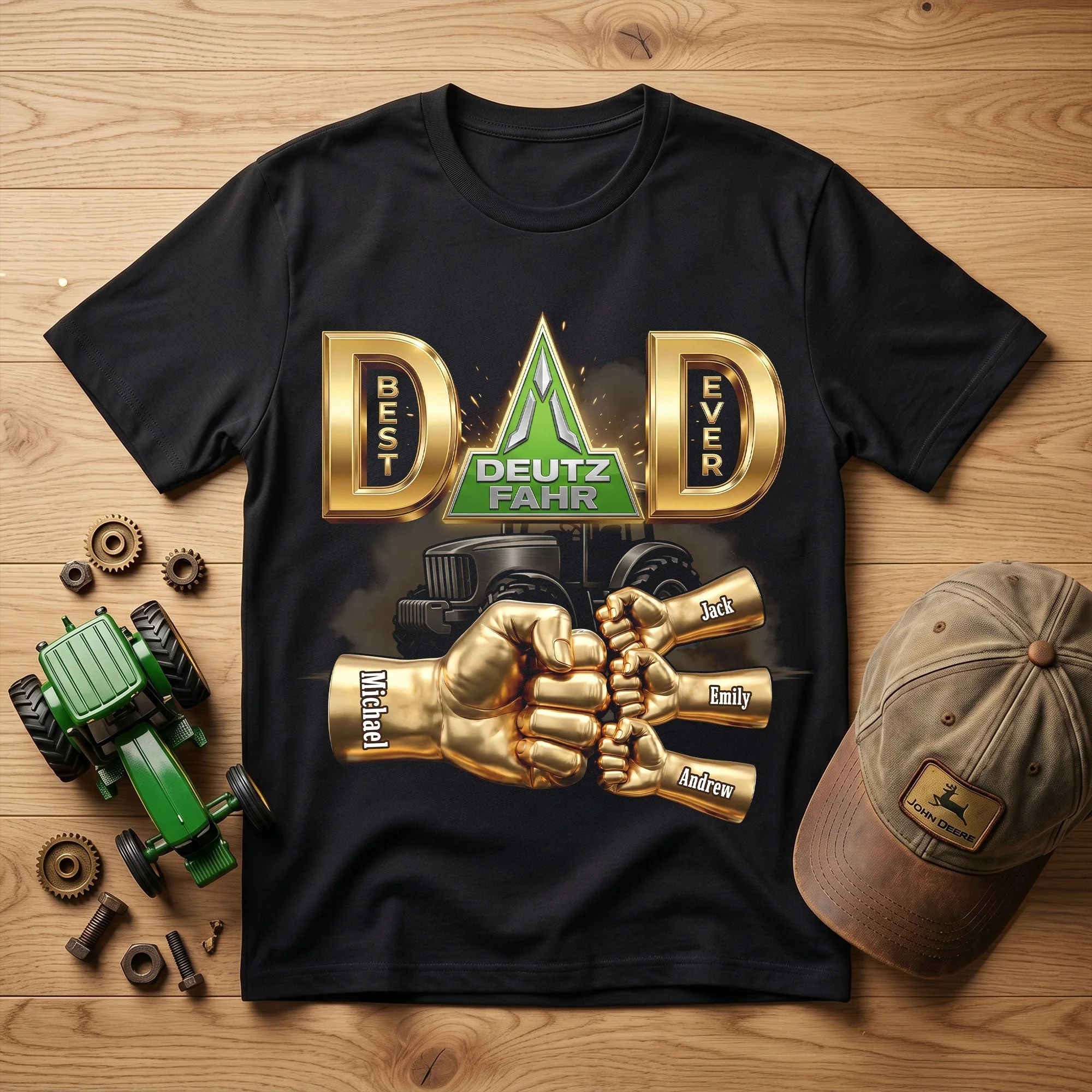 Fist Bump Best Farmer Dad Ever Tractor - Personalized Shirt - Gifts For Dad, Grandpa - Image 2