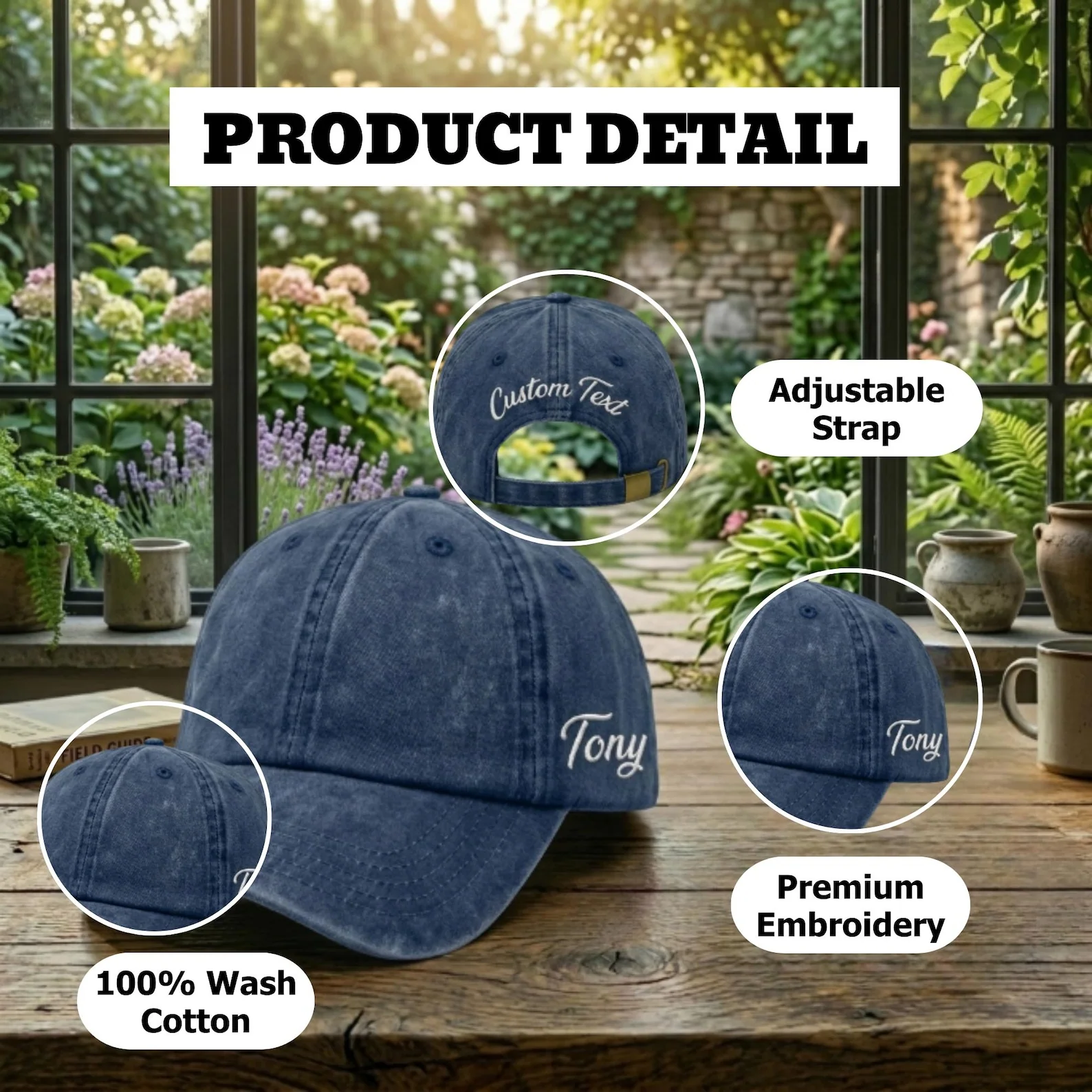 Floral American Flag 250 Years - Personalized Embroidered Classic Cap - Gift For Patriots - Image 5
