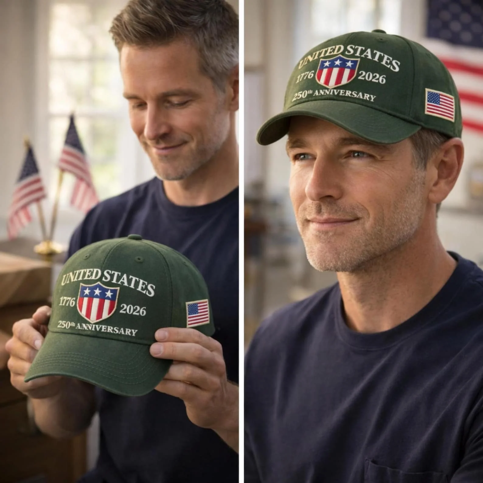 Floral American Flag 250 Years - Personalized Embroidered Classic Cap - Gift For Patriots - Image 6