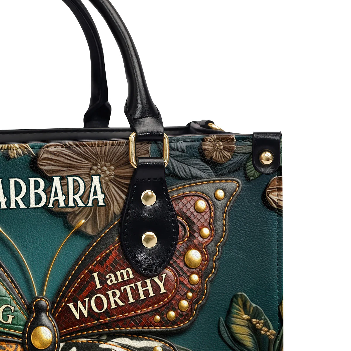Floral Butterfly Empowerment - Personalized Leather Bag - Gift For Mom, Grandma - Image 6