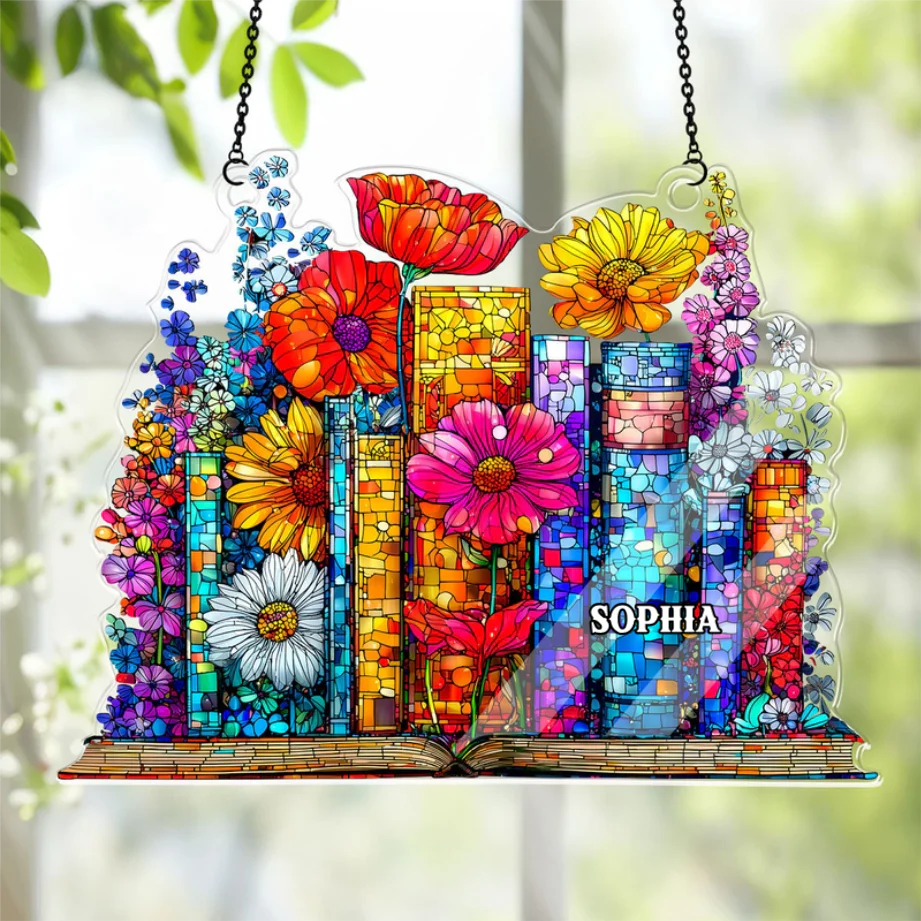 Floral Chapters - Personalized Window Hanging Suncatcher - Gift For Her, Book Lovers | HH01 - Image 4