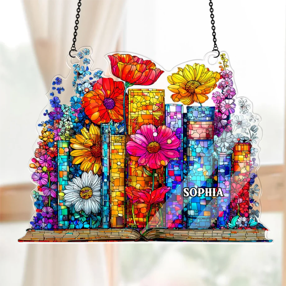 Floral Chapters - Personalized Window Hanging Suncatcher - Gift For Her, Book Lovers | HH01 - Image 5