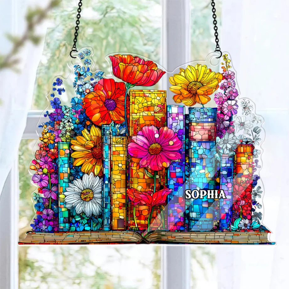 Floral Chapters - Personalized Window Hanging Suncatcher - Gift For Her, Book Lovers | HH01 - Image 6