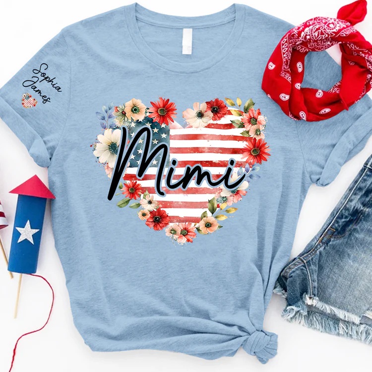 Floral Heart Mimi - Personalized Shirt - Patriotic Gift For Mom, Grandma - Image 5