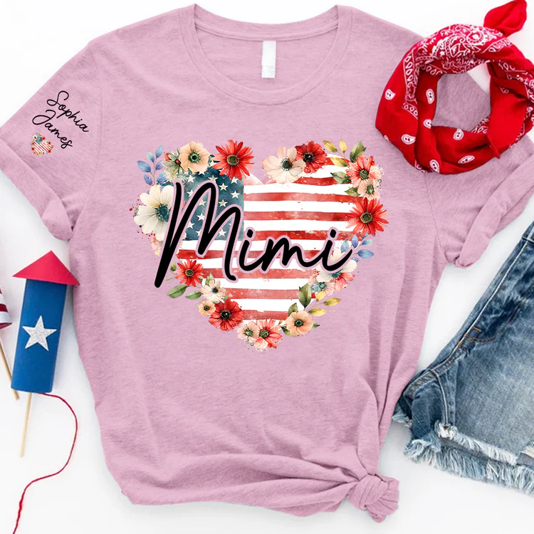 Floral Heart Mimi - Personalized Shirt - Patriotic Gift For Mom, Grandma - Image 6