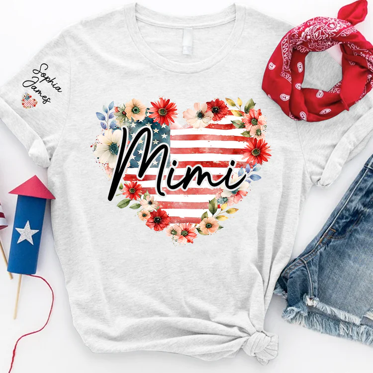 Floral Heart Mimi - Personalized Shirt - Patriotic Gift For Mom, Grandma - Image 7