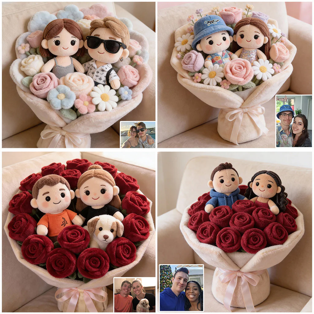 Flowers Red Roses Bouquet - Personalized Custom Shape Pillow - Gift For Couple HH01