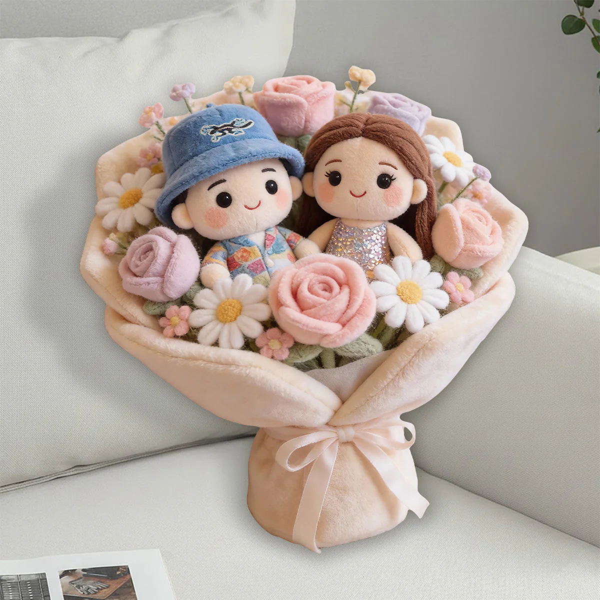 Flowers Red Roses Bouquet - Personalized Custom Shape Pillow - Gift For Couple HH01 - Image 7