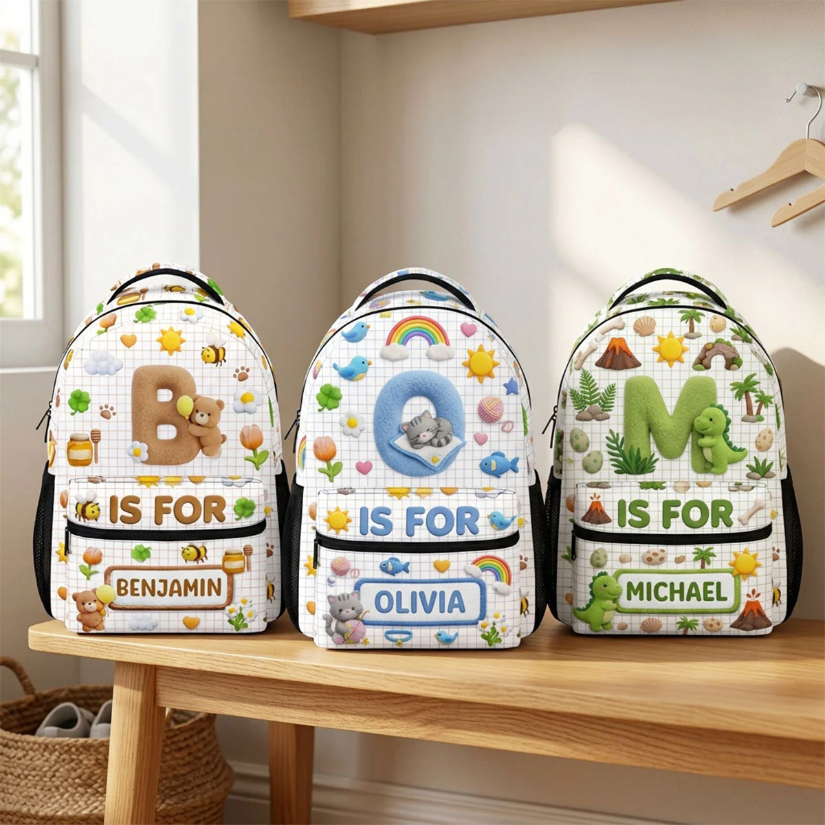 Fluffy Bunny Custom Alphabet - Personalized Backpack - Gift For Kids - Image 3