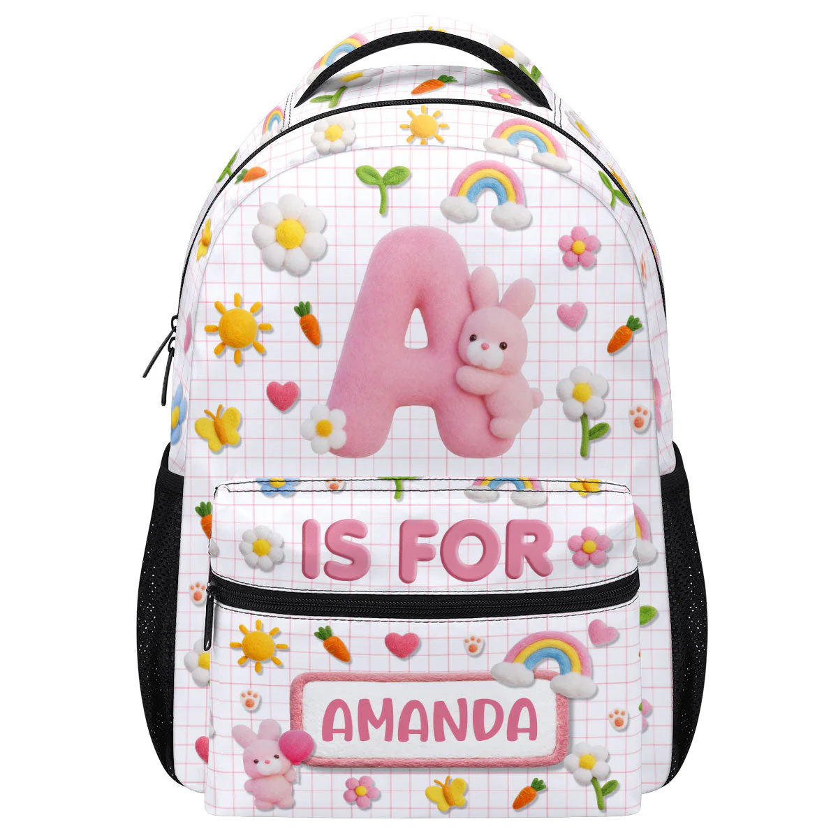 Fluffy Bunny Custom Alphabet - Personalized Backpack - Gift For Kids - Image 5