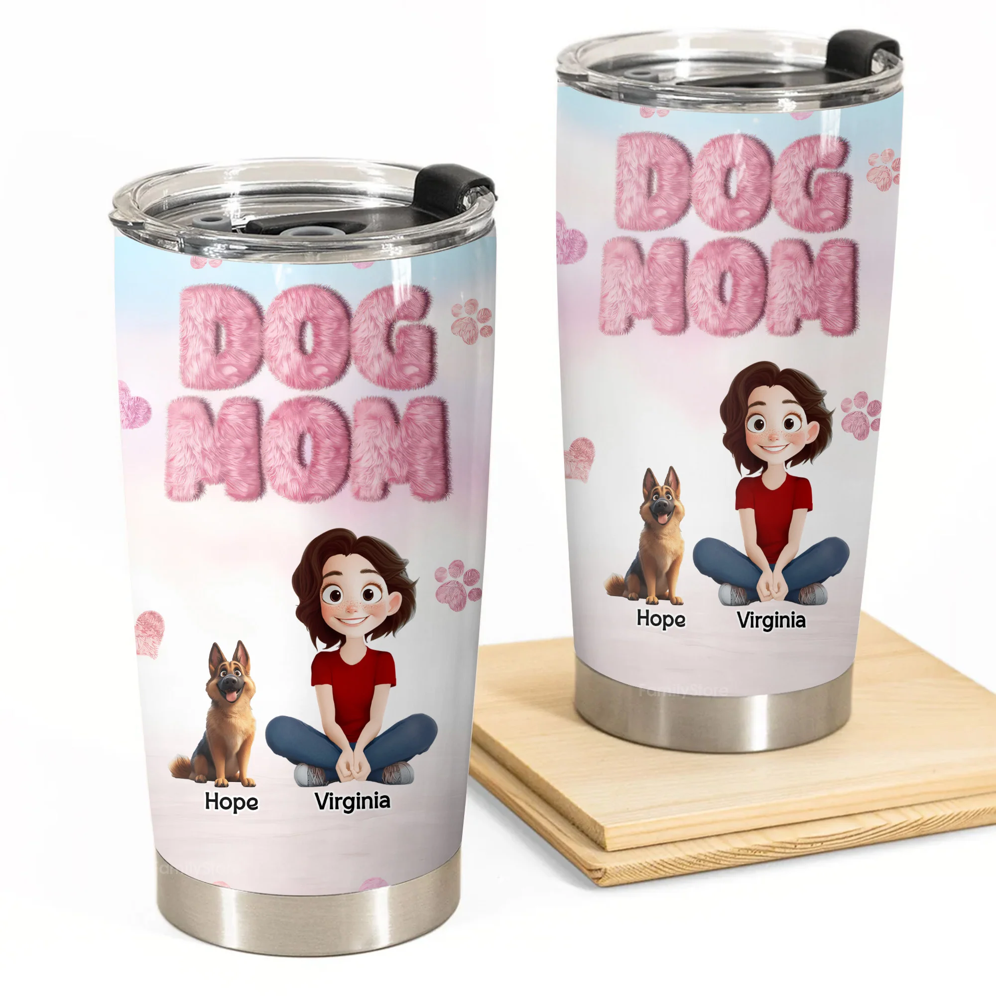 Fluffy Dog Mom 3D Inflated Effect Cartoon Dog - Personalized Tumbler Cup - Gift for Pet Owners, Pet Lovers, Dog Mom | CLP15 NH96