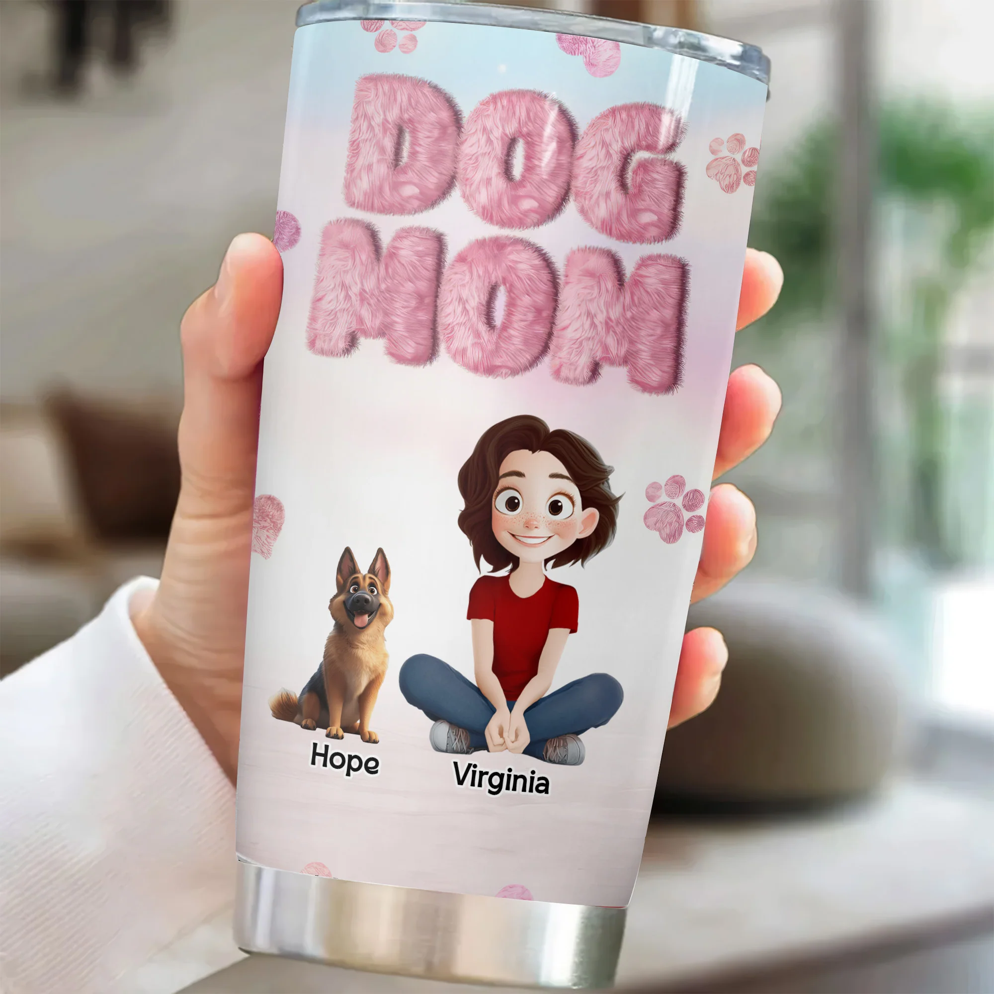 Fluffy Dog Mom 3D Inflated Effect Cartoon Dog - Personalized Tumbler Cup - Gift for Pet Owners, Pet Lovers, Dog Mom | CLP15 NH96 - Image 2