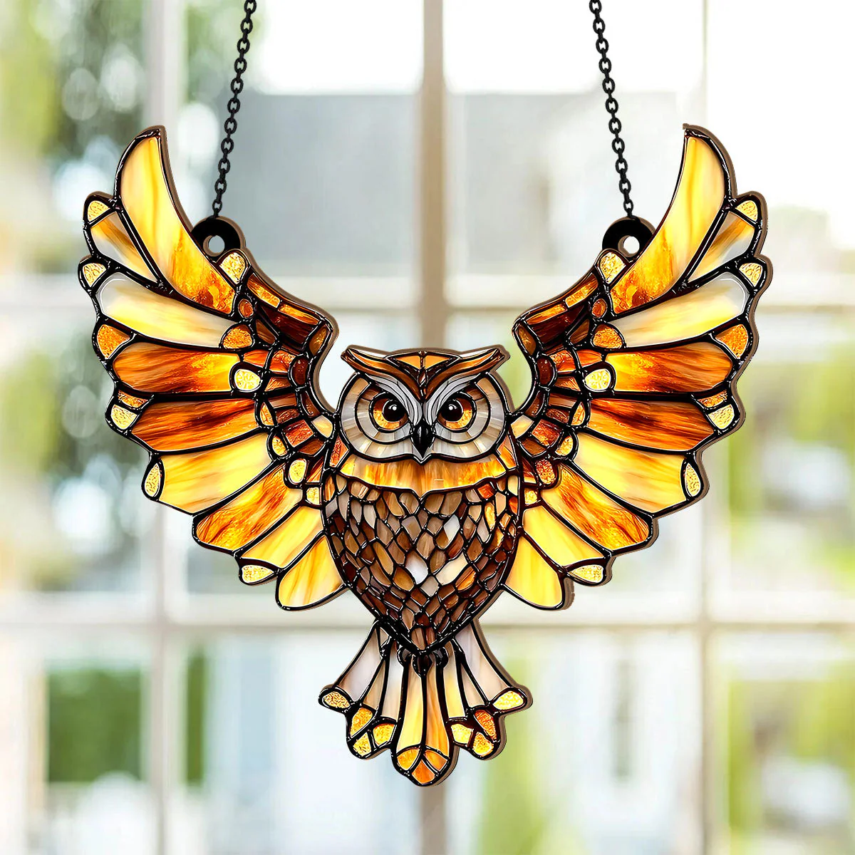 Flying Owl - Personalized Window Hanging Suncatcher - Image 2