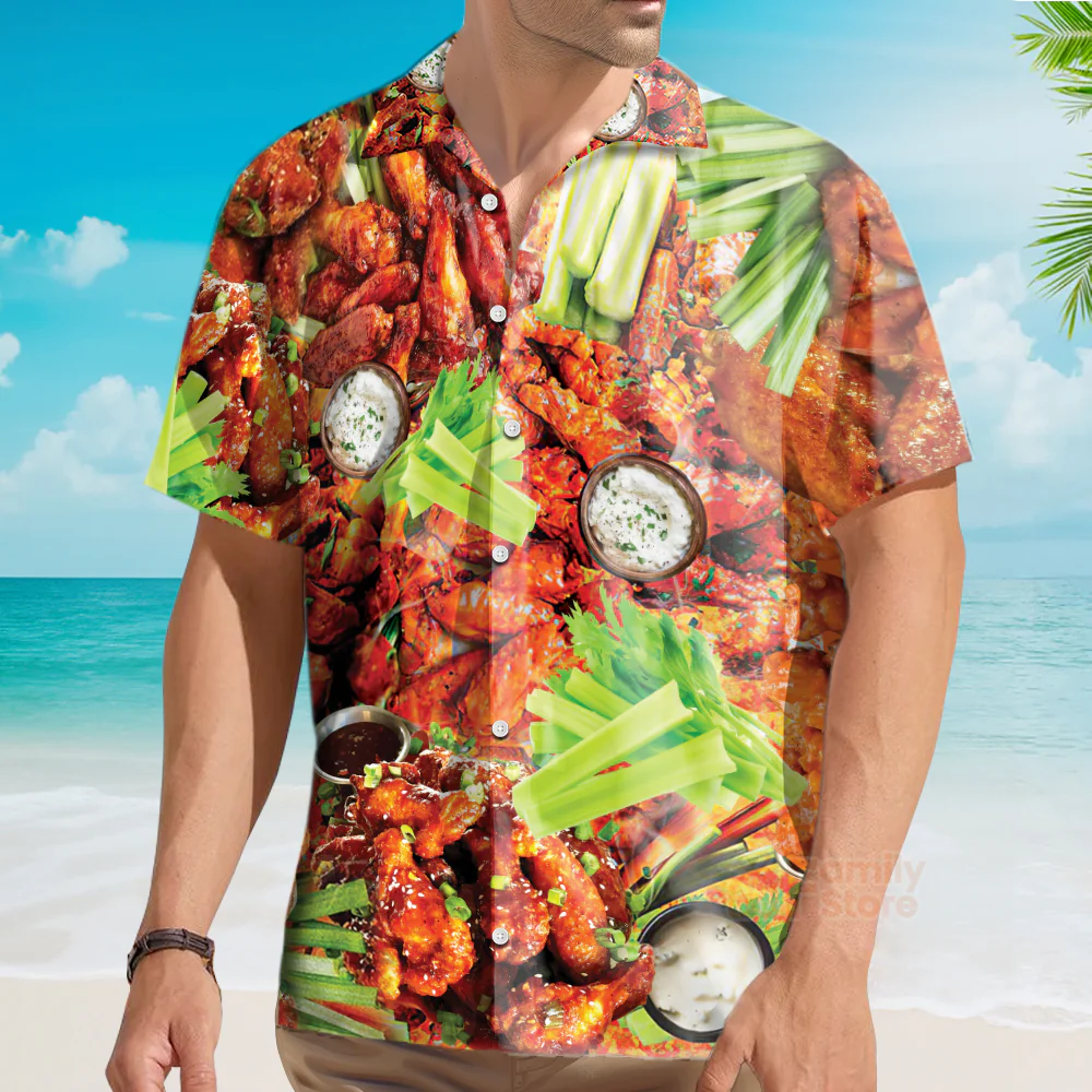 Food Ain't Nothing Chicken Wing Hawaiian Shirt - Image 4