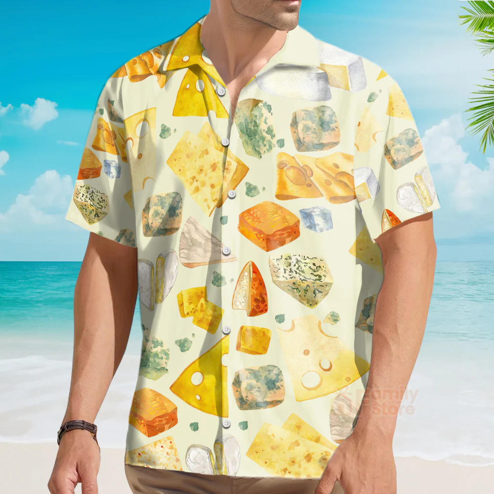 Food Cheese Beautiful Food Life Hawaiian Shirt - Image 3