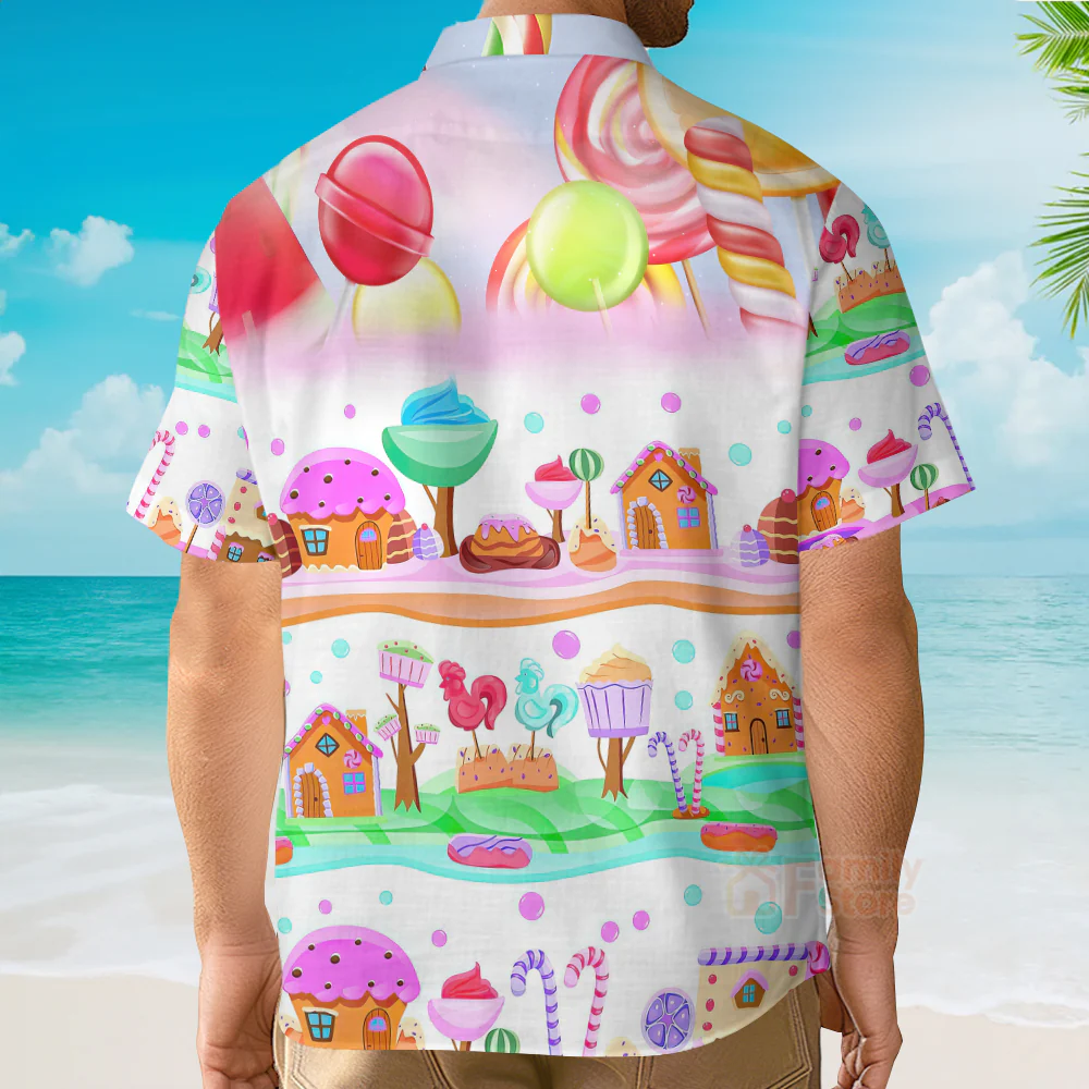 Food Dessert Colourful Cookies Candy Lolipop Hawaiian Shirt - Image 4