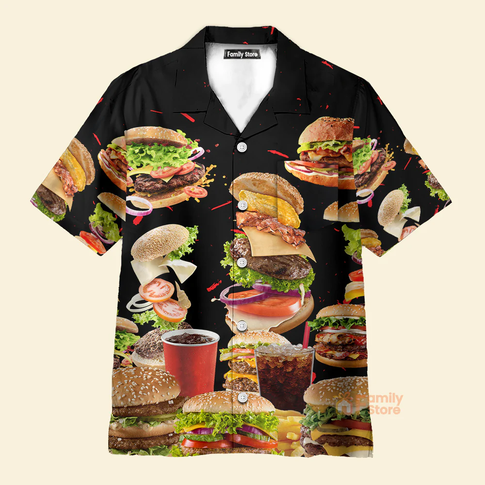 Funny Food Hamburger Fast Food Lover - Hawaiian Shirt - Image 2