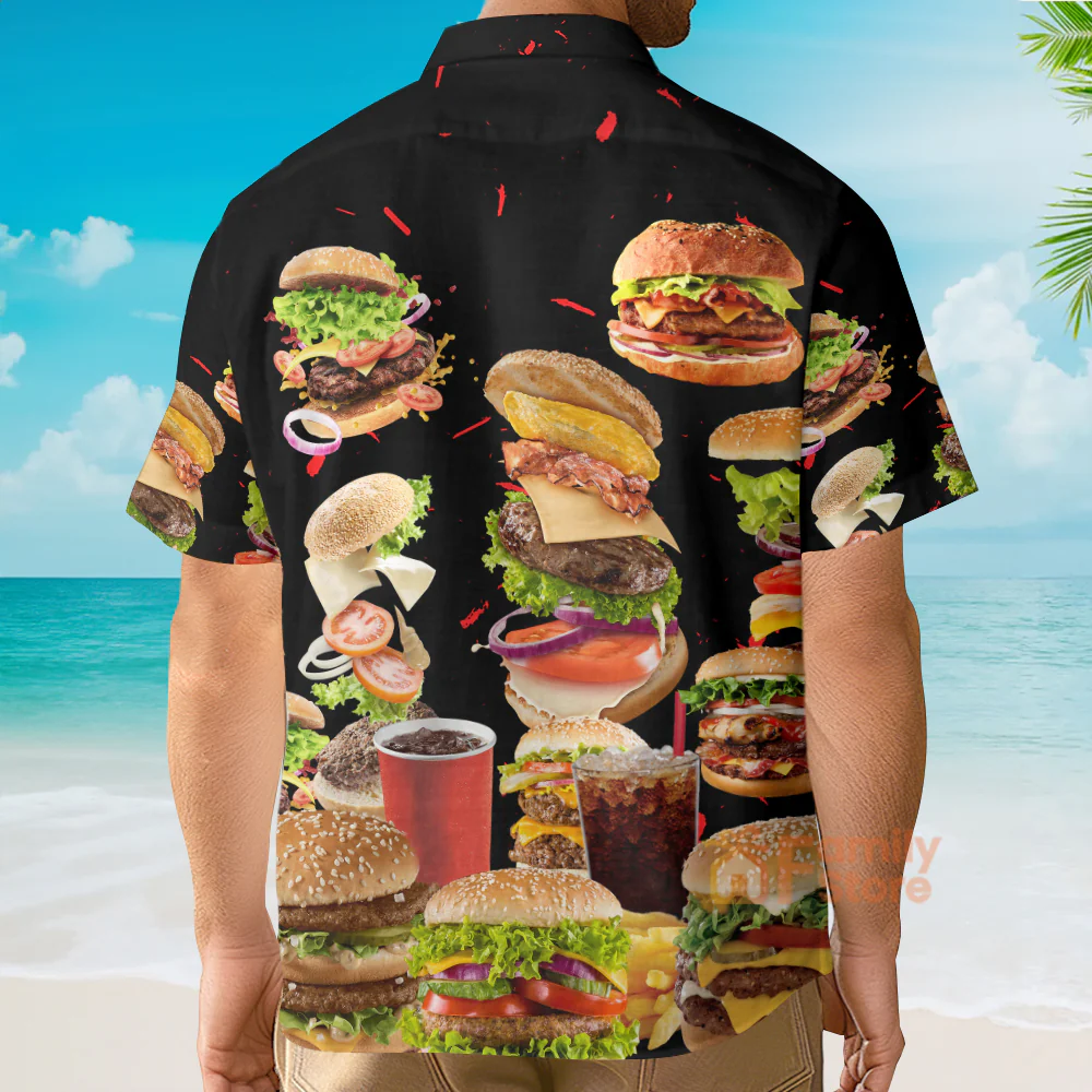 Funny Food Hamburger Fast Food Lover - Hawaiian Shirt - Image 5