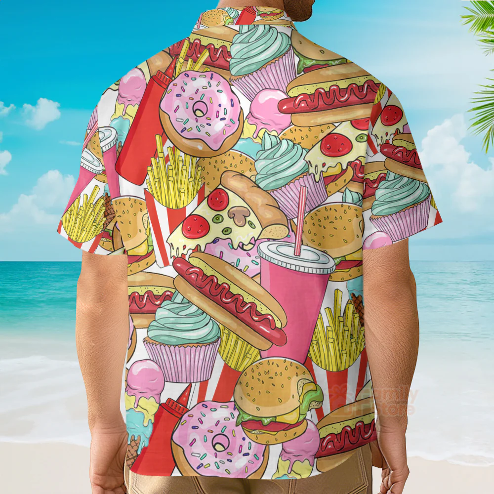 Food Junk Food Art Colorful Hawaiian Shirt - Image 4