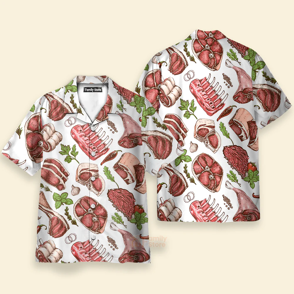 Food Meat Delicious Meal Hawaiian Shirt - Image 3