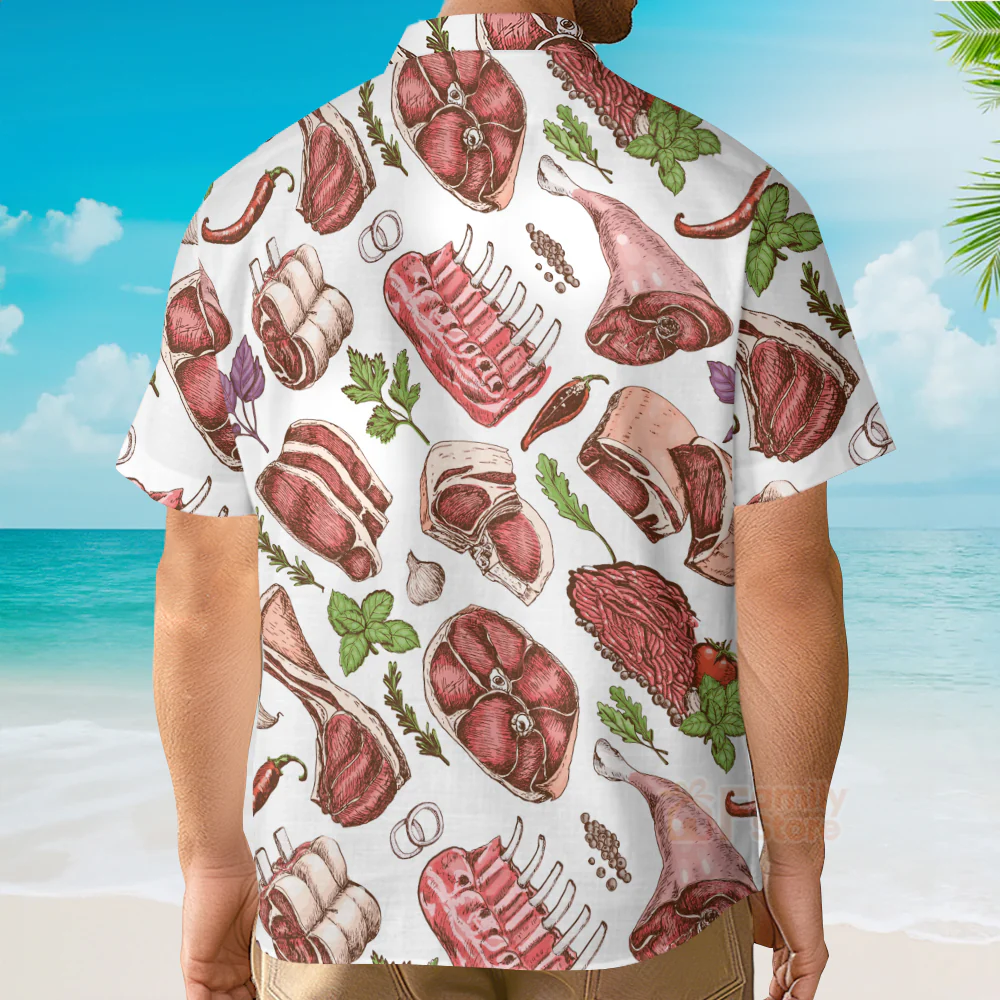 Food Meat Delicious Meal Hawaiian Shirt - Image 5