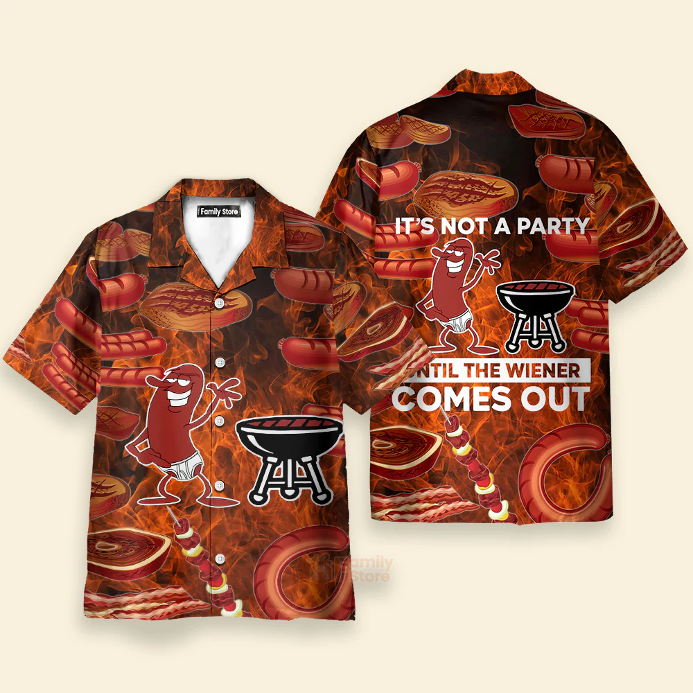 Funny Food Sausage It's Not A Party - Party BBQ Thems Hawaiian Shirt - Image 2