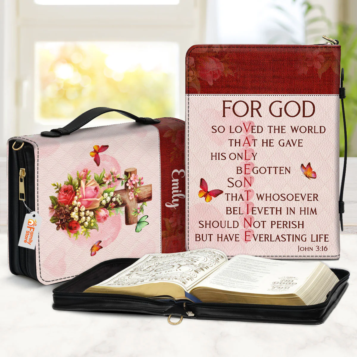 For God So Loved The World Christian Valentine - Unique Personalized Bible Covers - AT4080932 - Image 2