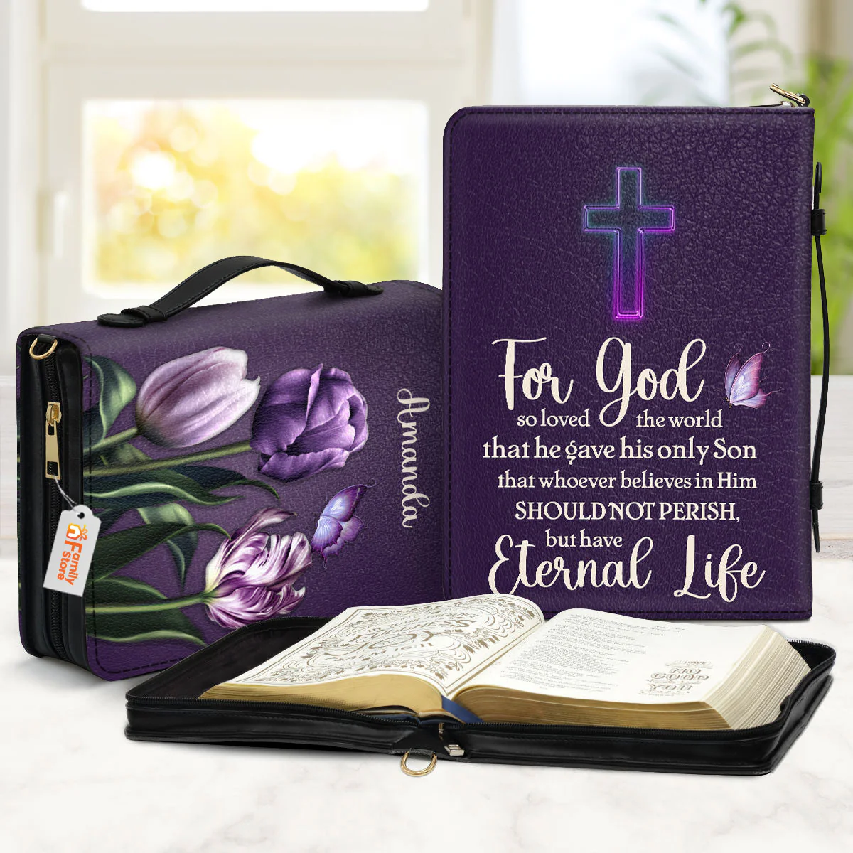 For God So Loved The World - Thoughtful Gift For Christians - Personalized Bible Covers - AT4080933 - Image 2