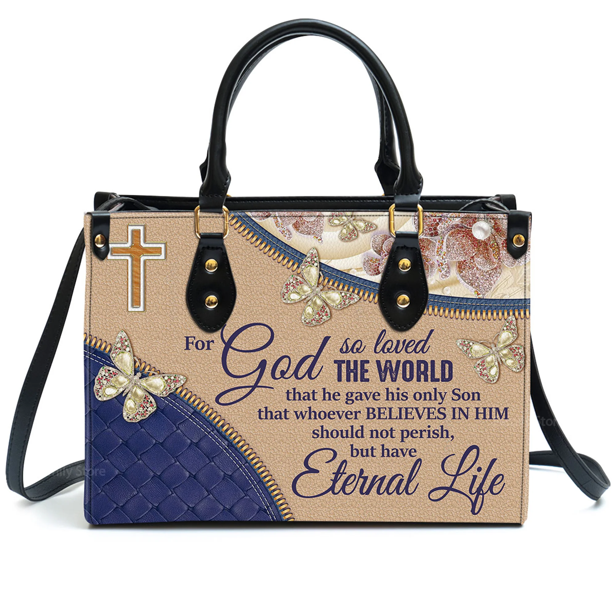 For God So Loved The World - Thoughtful Gift For Christians - Personalized Leather Handbag With Handle - AT4080738 - Image 2