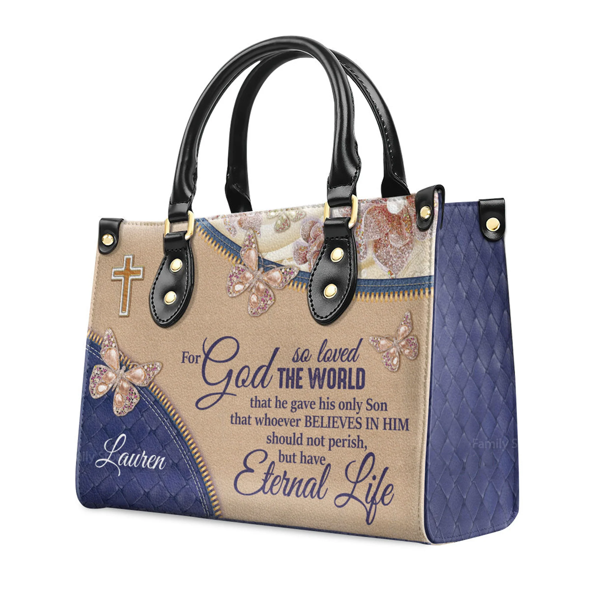 For God So Loved The World - Thoughtful Gift For Christians - Personalized Leather Handbag With Handle - AT4080738 - Image 3