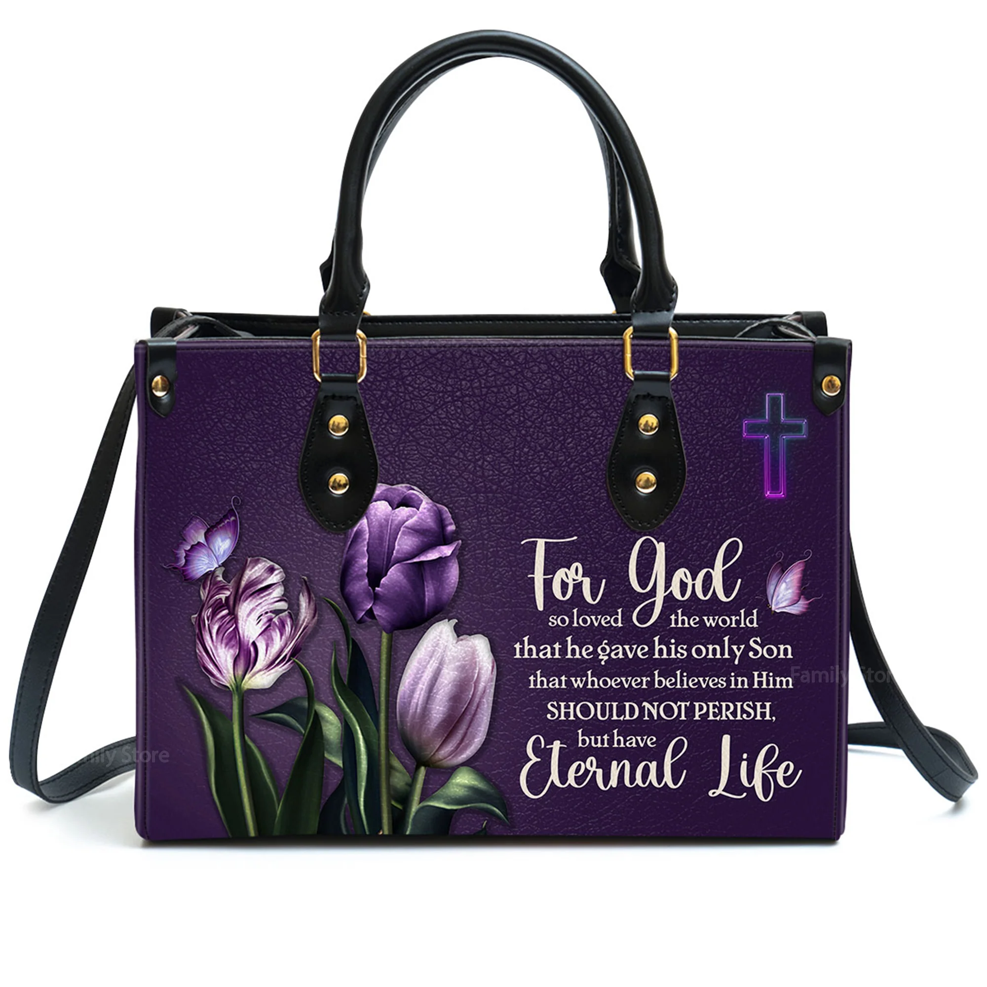 For God So Loved The World - Thoughtful Gift For Christians - Personalized Leather Handbag With Handle - AT4080933 - Image 2