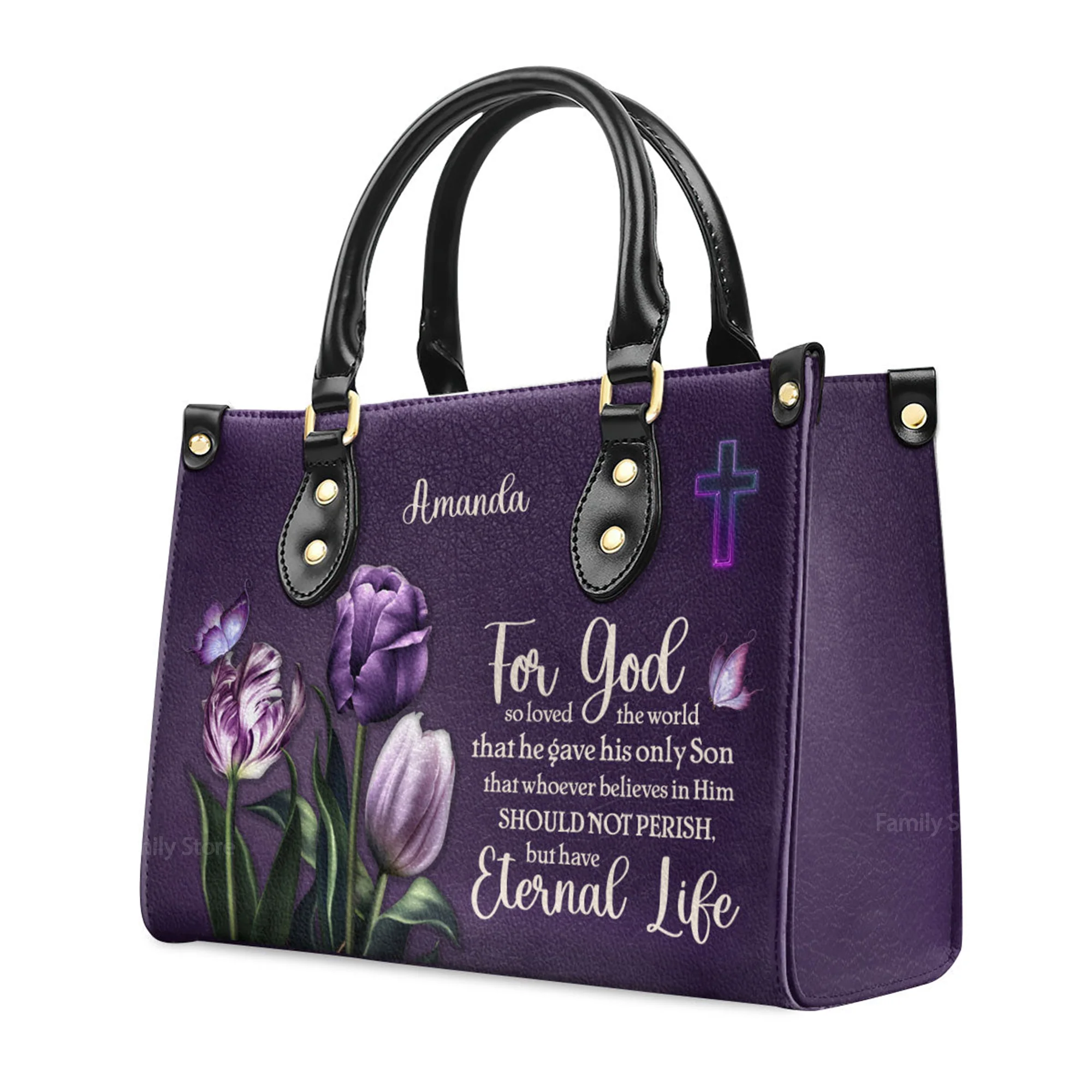 For God So Loved The World - Thoughtful Gift For Christians - Personalized Leather Handbag With Handle - AT4080933 - Image 3
