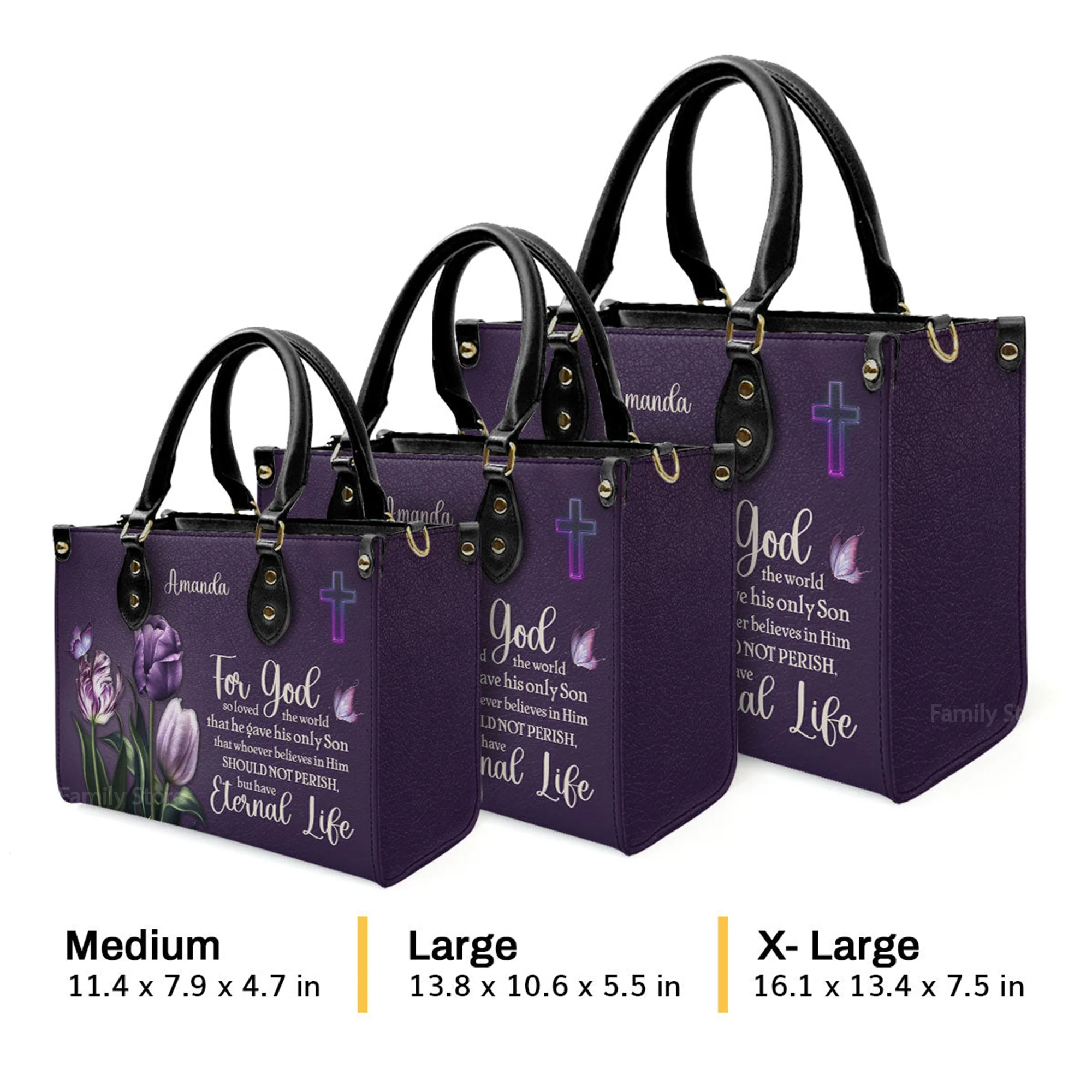 For God So Loved The World - Thoughtful Gift For Christians - Personalized Leather Handbag With Handle - AT4080933 - Image 4