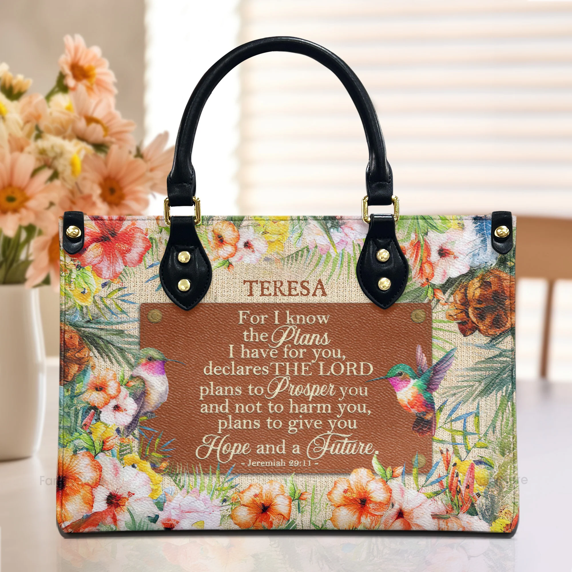 For I Know The Plans I Have For You - Thoughtful Gift For Christians - Personalized Leather Handbag With Handle - AT4080963