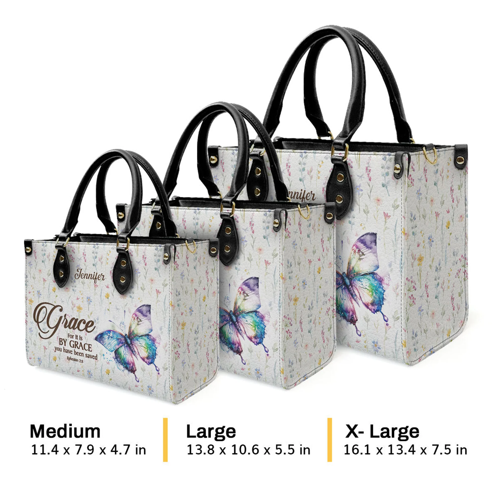 For It Is By Grace You Have Been Saved Ephesians 28 Worship - Unique Personalized Leather Handbag - AT4080901 - Image 4