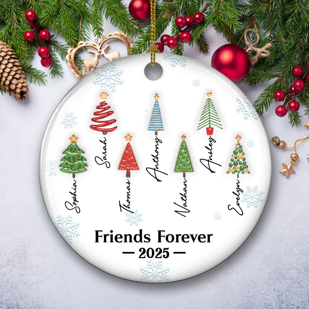 Forever Tree Names - Personalized Custom 3D Inflated Effect Ceramic Ornament - Christmas Gift For Family, Friend HH01