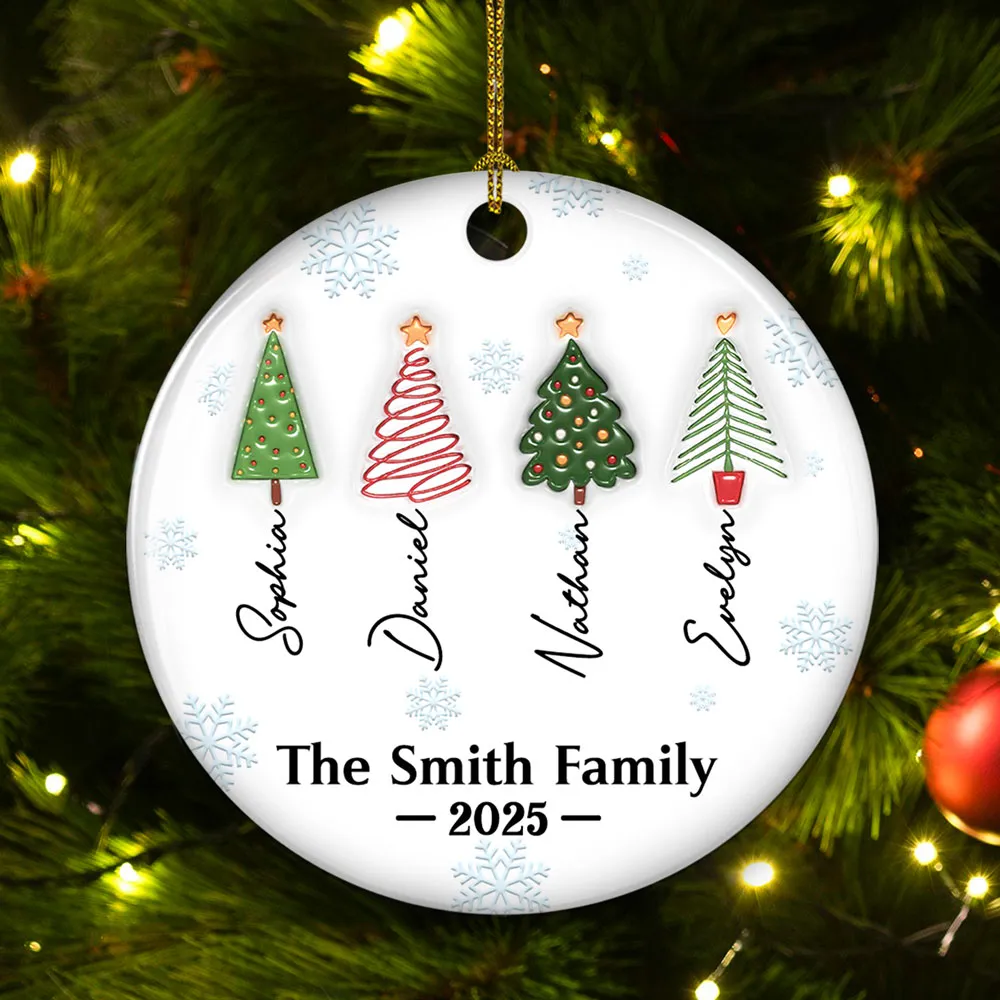 Forever Tree Names - Personalized Custom 3D Inflated Effect Ceramic Ornament - Christmas Gift For Family, Friend HH01 - Image 2